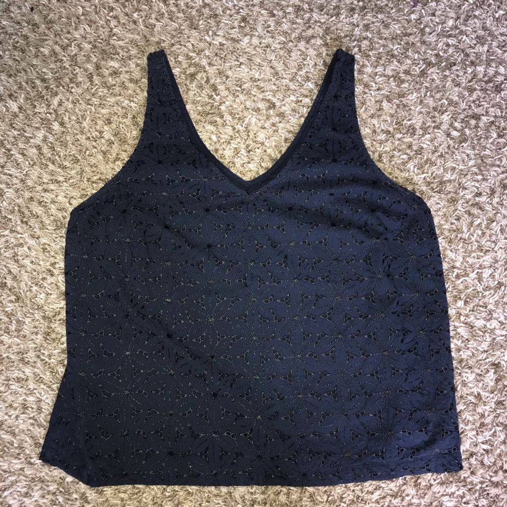 Navy eyelet tank top